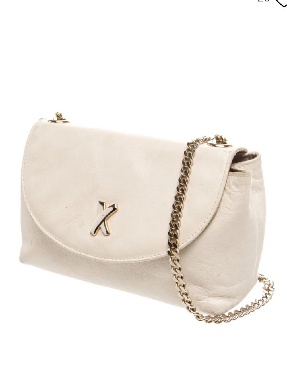 Vintage Paloma Picasso White Crossbody Shoulder Bag with Gold Chain
